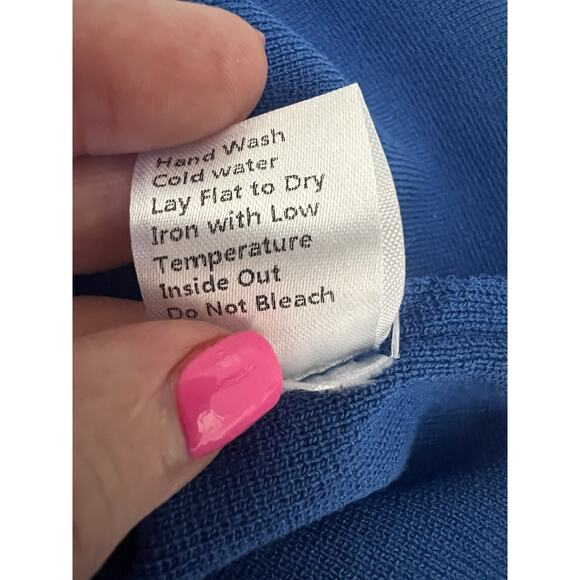 MING WANG Royal Blue Lace Grommet Soft Knit Sheath Dress - Picture 8 of 10